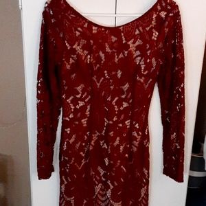 Red long sleeve dress